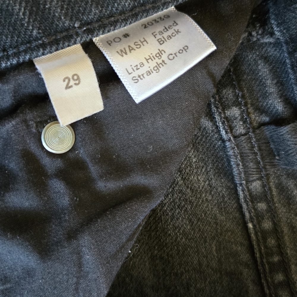 Reformation Liza High Straight Cropped Jeans Size 29 Faded Black Wash - Picture 5 of 10